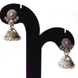 Silver Oxidized Earrings Jhumka Jhumki Ethnic Imitation Jewelry Dangle Long EA27